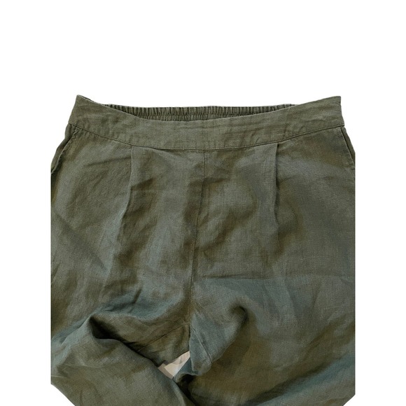LINEN TALES Closet Womens 100% Linen Pants Pleated Tapered Olive Green Sz L - Picture 3 of 5